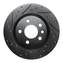 R1 01-03 Volkswagen EuroVan Rear Left Drilled & Slotted Black Brake Rotor