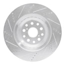 R1 07-23 Lexus LS600h Right Front Drilled & Slotted Silver Brake Rotor