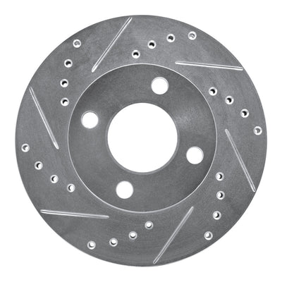 R1 78-92 Audi 80 Front Left Drilled & Slotted Silver Brake Rotor