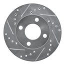 R1 78-92 Audi 80 Front Left Drilled & Slotted Silver Brake Rotor