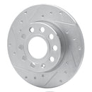R1 05-13 Audi A3 Rear Left Drilled & Slotted Silver Brake Rotor