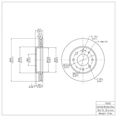 DFC 89-97 Dodge Colt Front Geospec Rotors w/4000 HybriDynamic Brake Pads w/Hardware