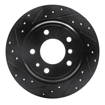 R1 89-95 BMW 530I Rear Left Drilled & Slotted Black Brake Rotor