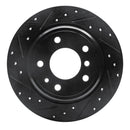 R1 89-95 BMW 530I Rear Left Drilled & Slotted Black Brake Rotor
