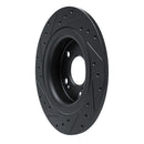 R1 17-25 Acura Integra Rear Right Drilled & Slotted Black Brake Rotor
