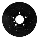 R1 96-03 BMW 528I Front Left Drilled & Slotted Black Brake Rotor