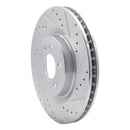 R1 11-14 Ford Mustang Front Drilled & Slotted Silver Brake Rotor Set