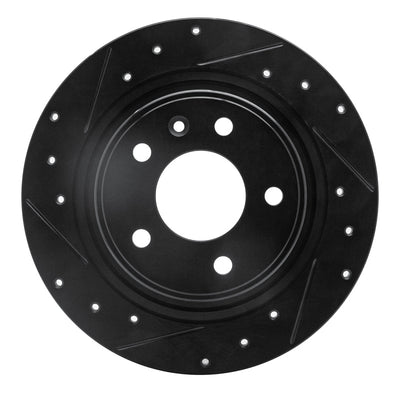 R1 11-19 Buick Verano Rear Left Drilled & Slotted Black Brake Rotor