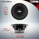 DS18 12in 750 Watts RMS 4 ohm Mid-Range Loudspeakers