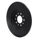 R1 14-23 Jeep Cherokee Rear Left Drilled & Slotted Black Brake Rotor