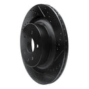 R1 08-25 Infiniti Q60 Rear Right Drilled & Slotted Black Brake Rotor