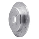 R1 05-10 Jeep Commander Rear Left Drilled & Slotted Silver Brake Rotor