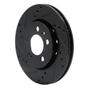 R1 00-06 Audi TT Quattro Rear Left Drilled & Slotted Black Brake Rotor