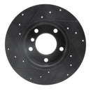 R1 95-98 BMW 318TI Front Right Drilled & Slotted Black Brake Rotor