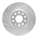 R1 05-25 Audi Q3 Front Left Drilled & Slotted Silver Brake Rotor