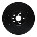 R1 06-20 Lexus GS350 Left Front Drilled & Slotted Black Brake Rotor
