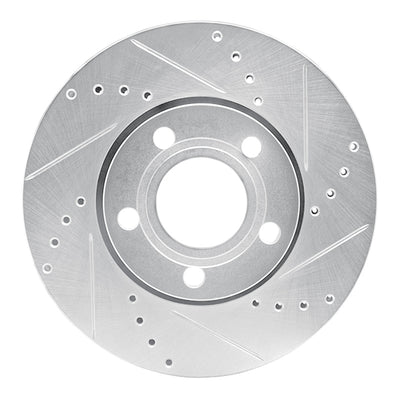 R1 85-91 Audi 200 Front Right Drilled & Slotted Silver Brake Rotor