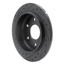 R1 04-15 Infiniti QX56 Rear Right Drilled & Slotted Black Brake Rotor