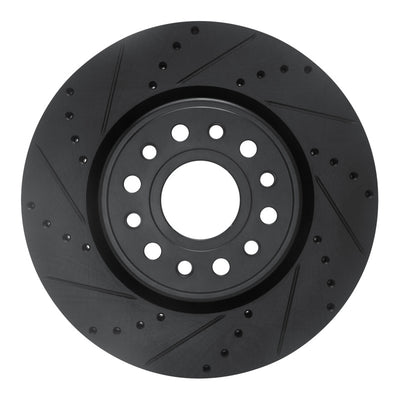 R1 19-25 Ram 1500 Front Left Drilled & Slotted Black Brake Rotor