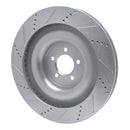 R1 08-09 Jaguar XKR Left Front Drilled & Slotted Silver Brake Rotor