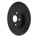 R1 11-17 Lexus CT200H Rear Left Drilled & Slotted Black Brake Rotor
