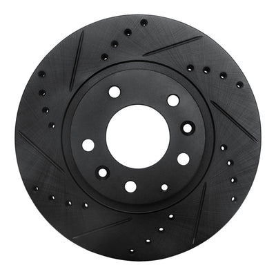 R1 06-15 Mazda MX-5 Miata Front Left Drilled & Slotted Black Brake Rotor