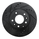 R1 06-15 Mazda MX-5 Miata Front Left Drilled & Slotted Black Brake Rotor