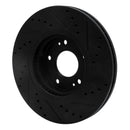 R1 10-13 Hyundai Santa Fe Front Left Drilled & Slotted Black Brake Rotor