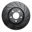 R1 08-25 Audi A4 Quattro Front Right Drilled & Slotted Black Brake Rotor