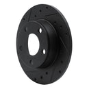 R1 99-05 Audi Allroad Rear Left Drilled & Slotted Black Brake Rotor