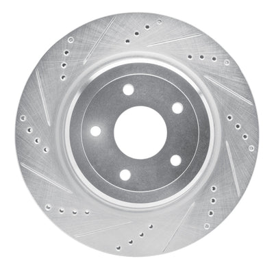 R1 2006-2013 Chevrolet Corvette Rear Left Drilled & Slotted Silver Brake Rotor