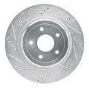 R1 2006-2013 Chevrolet Corvette Rear Left Drilled & Slotted Silver Brake Rotor