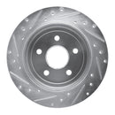R1 05-10 Jeep Commander Rear Right Drilled & Slotted Silver Brake Rotor
