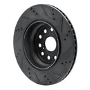 R1 07-17 Lexus LS460 Left Rear Drilled & Slotted Black Brake Rotor