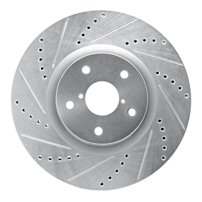 R1 05-20 Subaru Impreza Front Left Drilled & Slotted Silver Brake Rotor