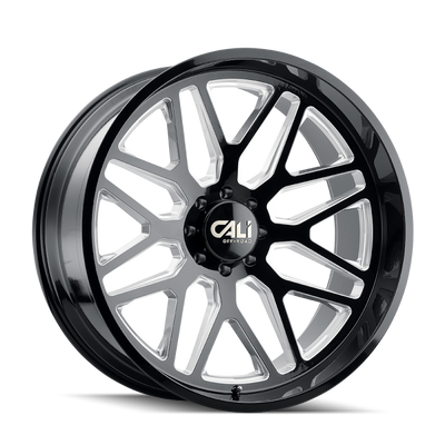 Cali Off-Road 9115 Invader 20x10 / 8x165.1 BP / -25mm Offset / 125.2mm Hub Gloss Black Milled Wheel