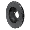 R1 03-15 Audi Q7 Left Front Drilled & Slotted Black Brake Rotor