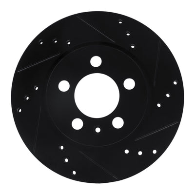 R1 00-06 Audi TT Quattro Rear Right Drilled & Slotted Black Brake Rotor