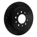 R1 07-08 Hyundai Tiburon Rear Right Drilled & Slotted Black Brake Rotor