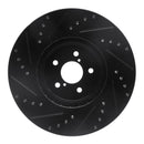 R1 05-18 Subaru Forester Front Right Drilled & Slotted Black Brake Rotor