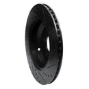 R1 17-19 Genesis G90 Rear Left Drilled & Slotted Black Brake Rotor