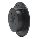 R1 05-09 Subaru Legacy Rear Right Drilled & Slotted Black Brake Rotor