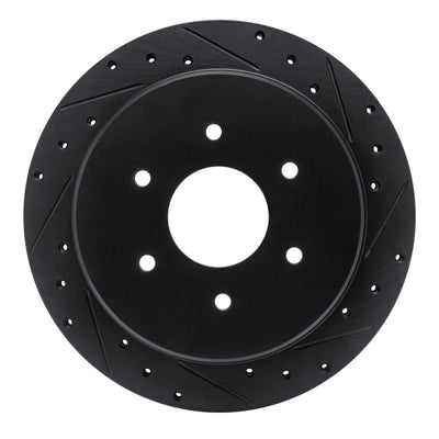 R1 17-24 Nissan Titan Rear Right Drilled & Slotted Black Brake Rotor