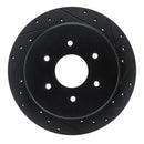 R1 17-24 Nissan Titan Rear Right Drilled & Slotted Black Brake Rotor