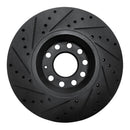 R1 97-06 Audi A4 Quattro Front Right Drilled & Slotted Black Brake Rotor
