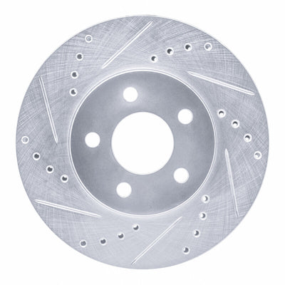 R1 00-05 Chrysler Neon Front Left Drilled & Slotted Silver Brake Rotor
