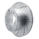 R1 06-25 American Coach Patriot Rear Left Drilled & Slotted Silver Brake Rotor