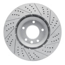 R1 03-15 Audi Q7 Left Front Drilled & Slotted Geo-Carbon Rotor