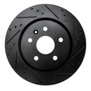 R1 10-25 Buick Regal Rear Right Drilled & Slotted Black Brake Rotor
