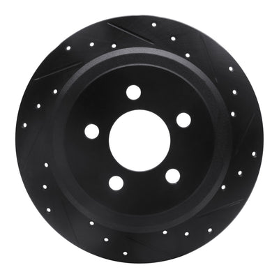 R1 07-12 Dodge Nitro Rear Right Drilled & Slotted Black Brake Rotor
